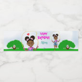 アフリカンアメリカンガールジャンプロープ誕生日 ペットボトルラベル (シングルラベル)