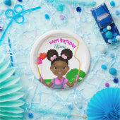 アフリカンアメリカンガールジャンプロープ誕生日 ペーパープレート (パーティー)