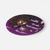 アフリカンアメリカンガールスーパーヒーロー誕生日 ペーパープレート (アングル)