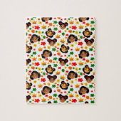 アフリカンアメリカンガールズ秋紅葉アフロ ジグソーパズル (縦)