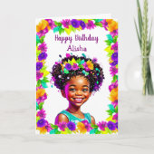 アフリカンアメリカンガールズ誕生日 パーソナライズされた カード (正面)