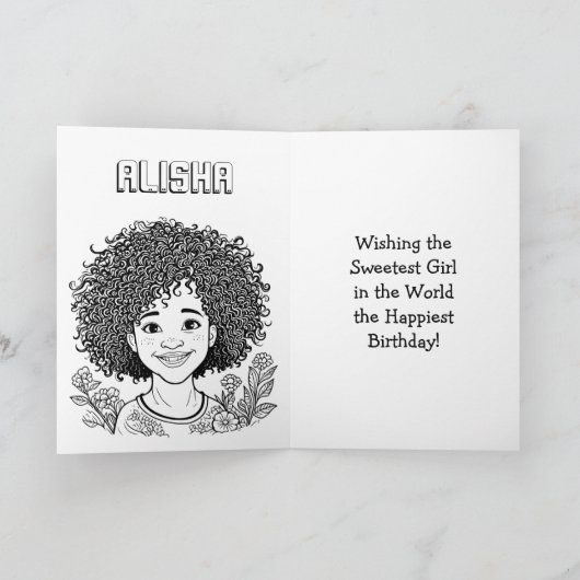 アフリカンアメリカンガールズ誕生日 パーソナライズされた カード (内部)