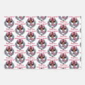 アフリカンアメリカンガールピンク&シルバーホリデー ラッピングペーパーシート (正面2)