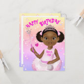 アフリカンアメリカンガールフェアリープリンセスバレリーナ カード (正面/裏面インサイチュ)