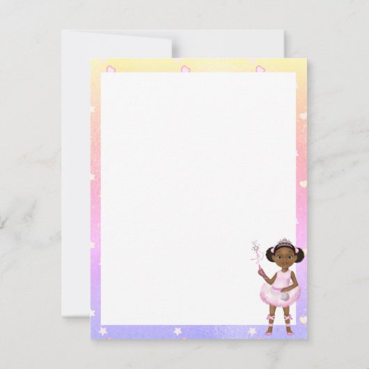アフリカンアメリカンガールフェアリープリンセスバレリーナ カード (裏面)