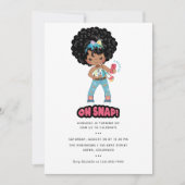 アフリカンアメリカンガールフォンブースセルフィー誕生日 招待状 (正面)
