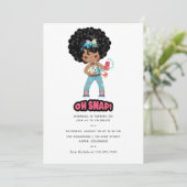 アフリカンアメリカンガールフォンブースセルフィー誕生日 招待状 (スタンド正面)