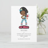 アフリカンアメリカンガールブライズセルフィー誕生日 招待状 (スタンド正面)