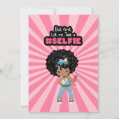 アフリカンアメリカンガールブライズセルフィー誕生日 招待状 (裏面)