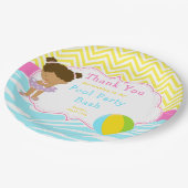 アフリカンアメリカンガールプールパーティーバッシュパーティー ペーパープレート (アングル)