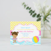 アフリカンアメリカンガールプールパーティーバッシュパーティー ポストカード (スタンド正面)