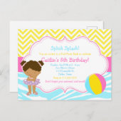 アフリカンアメリカンガールプールパーティーバッシュパーティー ポストカード (正面/裏面)