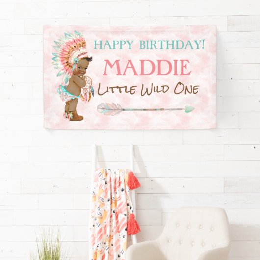 アフリカンアメリカンガールヘアドレス先住民アメリカン 横断幕 (インサイチュ)