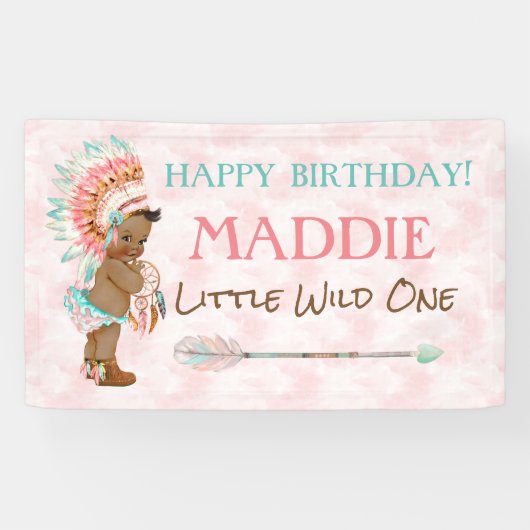 アフリカンアメリカンガールヘアドレス先住民アメリカン 横断幕 (横)