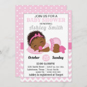 アフリカンアメリカンガールベビーシャワー招待状 招待状 (正面/裏面)