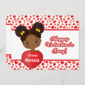 アフリカンアメリカンガールホールディングハートバレンタインカード ノートカード (正面/裏面)