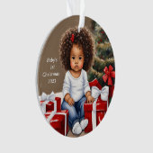 アフリカンアメリカンガール初めてのクリスマスオーナメント オーナメント (正面)