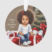 アフリカンアメリカンガール初めてのクリスマスオーナメント オーナメント (正面)