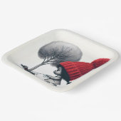 アフリカンアメリカンガール歩く彼女の犬 ペーパープレート (傾斜あり)