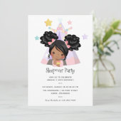 アフリカンアメリカンガール誕生日スランバーパーティー 招待状 (スタンド正面)