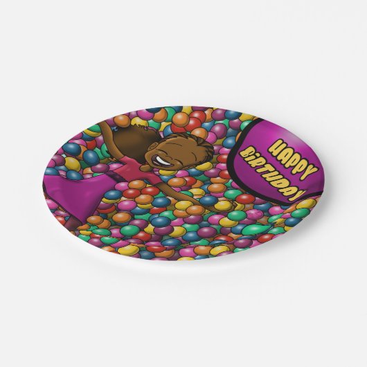 アフリカンアメリカンガール誕生日 ペーパープレート (アングル)