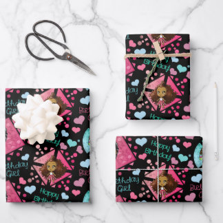 アフリカンアメリカンガール誕生日 ラッピングペーパーシート