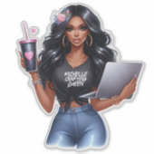 アフリカンアメリカンクラフトクイーンブランディングデザイン シール (正面)