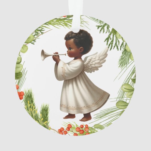 アフリカンアメリカンクリスマスエンジェルオーナメント オーナメント (裏面)