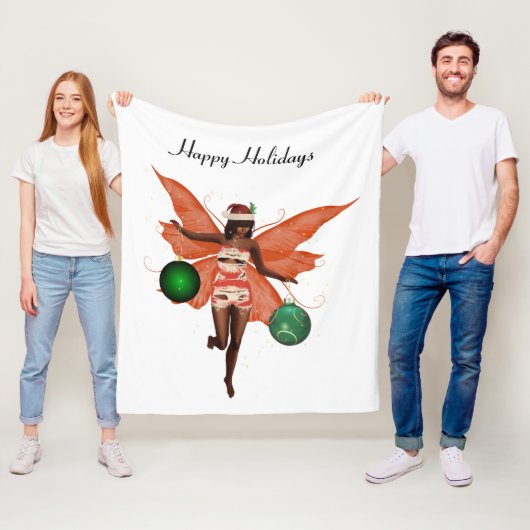 アフリカンアメリカンクリスマスフェアリーフリースブランケット フリースブランケット (インサイチュ)