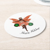 アフリカンアメリカンクリスマスフェアリー紙コースター ラウンドペーパーコースター (アングル)