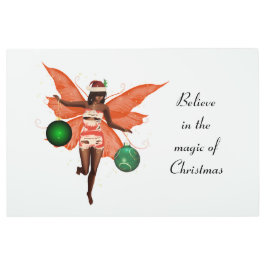 アフリカンアメリカンクリトマスフェアリーメタルウォールアート メタルプリント