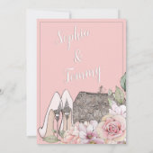 アフリカンアメリカングリッターグラムブライドブライダルシャワー 招待状 (裏面)