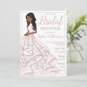 アフリカンアメリカングリッターグラムブライドブライダルシャワー 招待状 (スタンド正面)