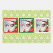 アフリカンアメリカンサンタアド子供カスタムクリスマス ラッピングペーパーシート (正面2)