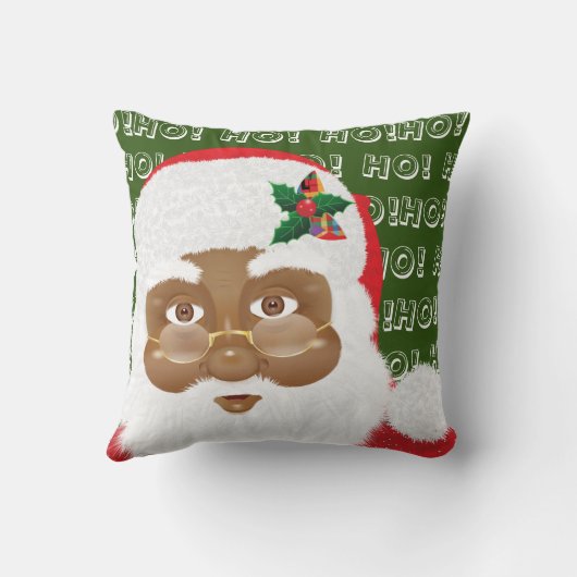 アフリカンアメリカンサンタクロースのクリスマスホリデー クッション (裏面)