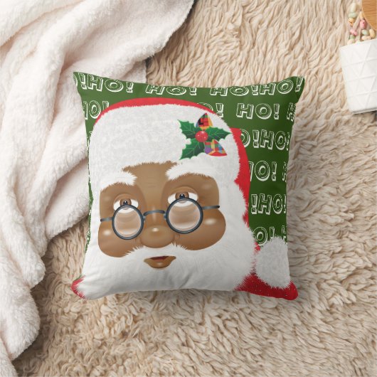 アフリカンアメリカンサンタクロースのクリスマスホリデー クッション (ブランケット)