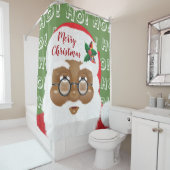 アフリカンアメリカンサンタクロースのクリスマスホリデー シャワーカーテン (インサイチュ)