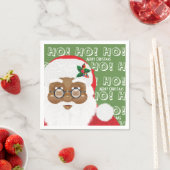 アフリカンアメリカンサンタクロースのクリスマスホリデー スタンダードカクテルナプキン (インサイチュ)