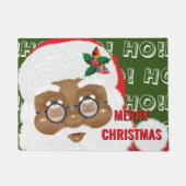 アフリカンアメリカンサンタクロースのクリスマスホリデー ドアマット (正面)