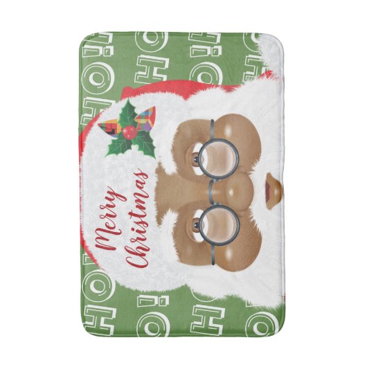 アフリカンアメリカンサンタクロースのクリスマスホリデー バスマット (正面縦)