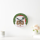 アフリカンアメリカンサンタクロースのクリスマスホリデー ラウンド壁時計 (ホーム)