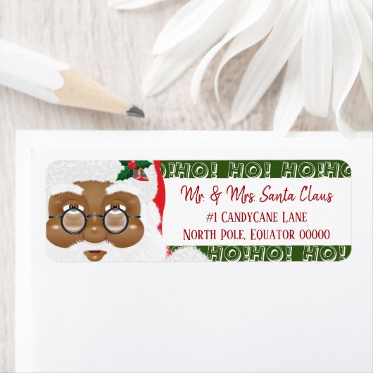 アフリカンアメリカンサンタクロースのクリスマスホリデー ラベル (インサイチュ)