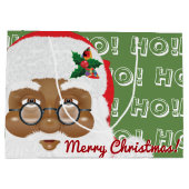 アフリカンアメリカンサンタクロースのクリスマスホリデー ラージペーパーバッグ (裏面)