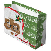 アフリカンアメリカンサンタクロースのクリスマスホリデー ラージペーパーバッグ (正面アングル)