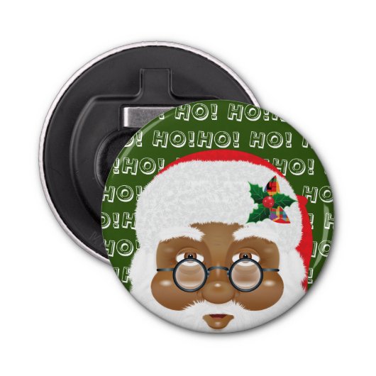 アフリカンアメリカンサンタクロースのクリスマスホリデー 栓抜き (正面)