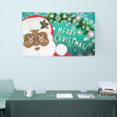 アフリカンアメリカンサンタクロースのクリスマスホリデー 横断幕 (トレードショー)