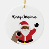 アフリカンアメリカンサンタクロースオーナメント セラミックオーナメント (正面)