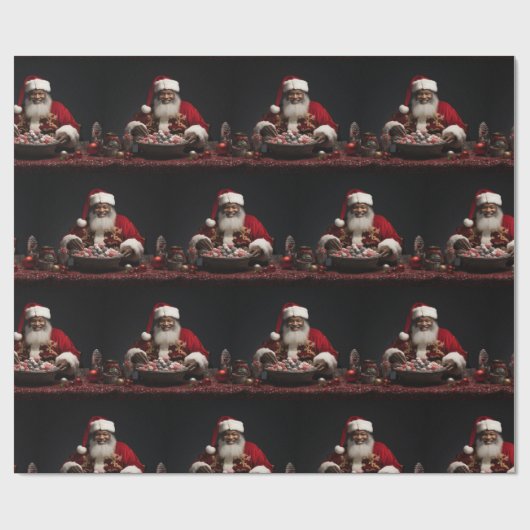 アフリカンアメリカンサンタクロースキャンディラッピング紙 ラッピングペーパー (フラット)