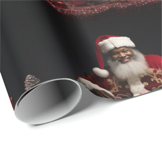 アフリカンアメリカンサンタクロースキャンディラッピング紙 ラッピングペーパー (ロールコーナー)