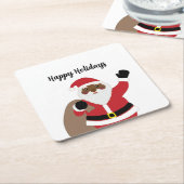 アフリカンアメリカンサンタクロースクエア紙コースター スクエアペーパーコースター (アングル)